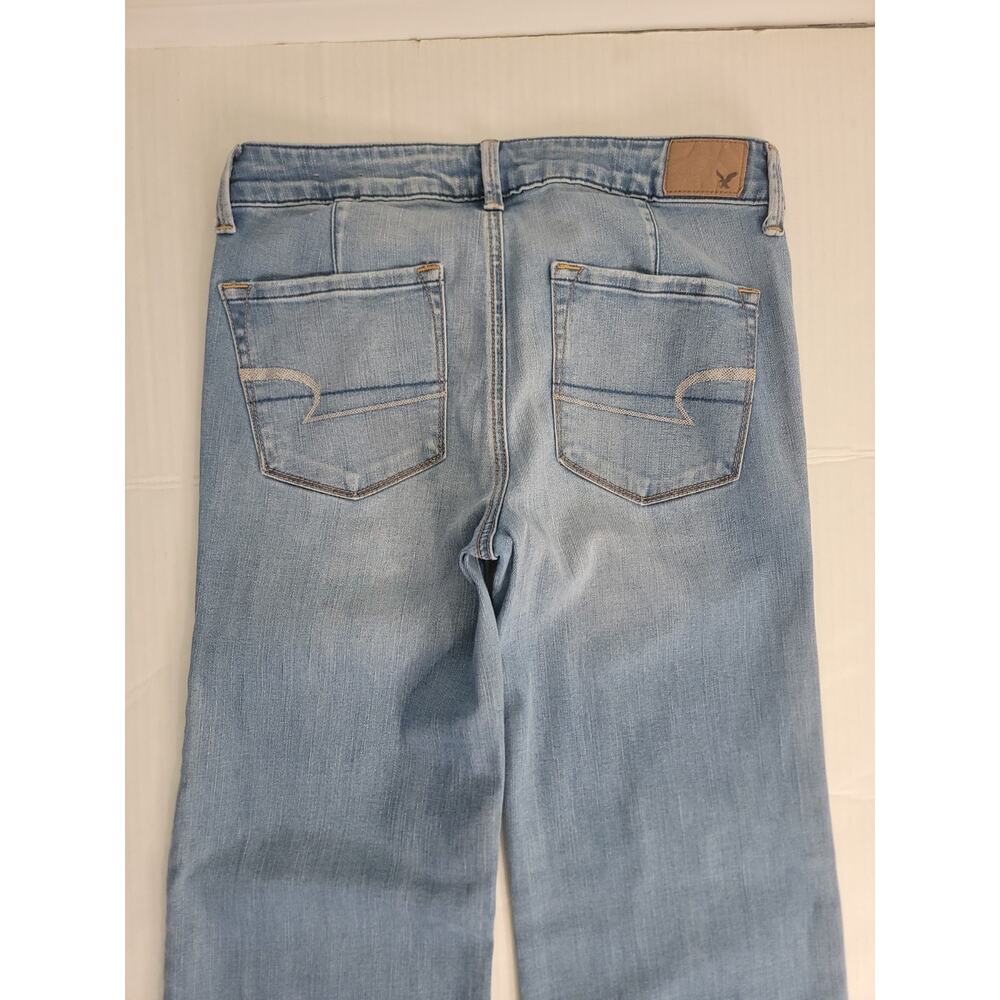 American Eagle A-Line Flare Jeans Women’s Sz 8 Wide Leg 70's High Rise Stretch - Picture 7 of 8